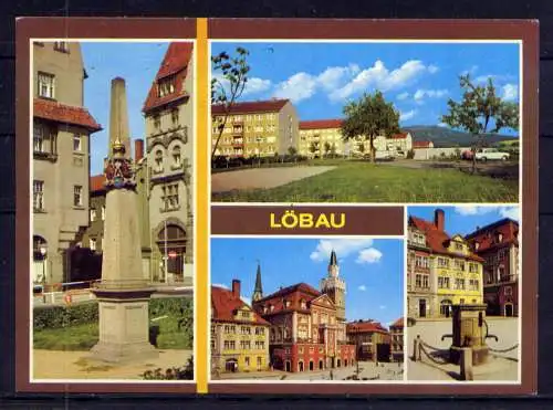 (5789) Löbau - beschrieben / Sachsen Postmeilensäule Rathaus