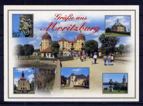 (5812) Moritzburg - beschrieben / Sachsen Barockschloß Kirche Postmeilensäule