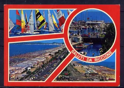 (5824) Riccione - beschrieben / Italien Strand Segelscchiffe Hafen