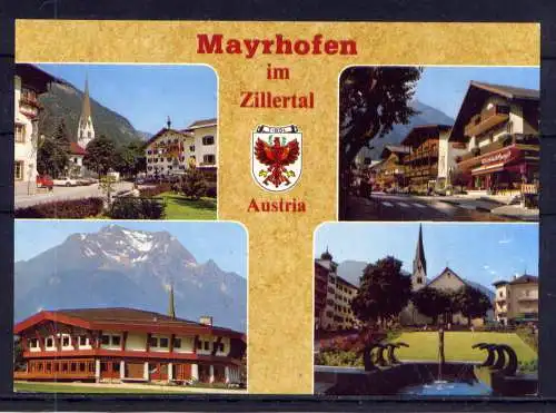 (5830) Mayrhofen - beschrieben / Österreich Zillertal Wappen Kirche