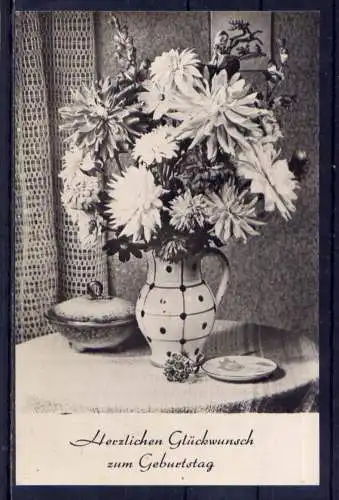 (5886) Geburtstag Blumenstrauß in Vase  beschrieben DDR