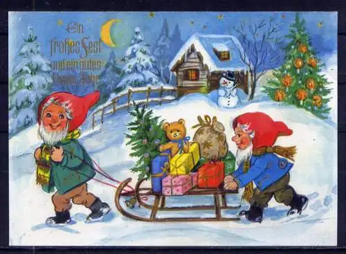 (5925) Weihnachten Zwerge Schlitten    unbeschrieben Deutschland