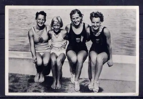 (082) Olympia 1936 Sammelbild Nr.157 / Sammelwerk Nr.13 - Band 1 / Gruppe 53 / amerikanische Schwimmstaffel der Frauen