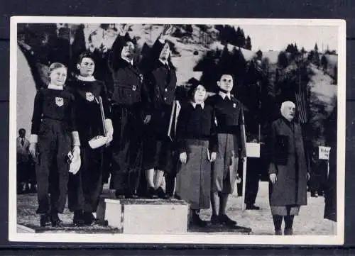 (102) Olympia 1936 Sammelbild Nr.85 / Sammelwerk Nr.13 - Band 1 / Gruppe 56 / Siegerehrung Paarlaufen