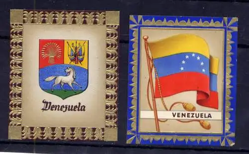 (161) Olympia 1936 Sammelbild Nr.127 und 128 / Venezuela Fahne und Wappen der Teilnehmerländer / Aurelia - Ernst Karl Müller, Dresden