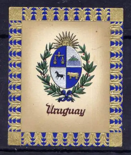 (162) Olympia 1936 Sammelbild Nr.98 / Uruguay Fahne und Wappen der Teilnehmerländer / Aurelia - Ernst Karl Müller, Dresden