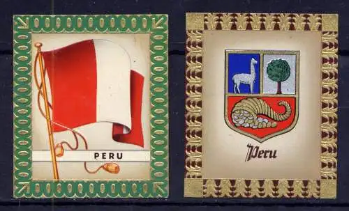 (163) Olympia 1936 Sammelbild Nr.73 und 74 / Peru Fahne und Wappen der Teilnehmerländer / Aurelia - Ernst Karl Müller, Dresden