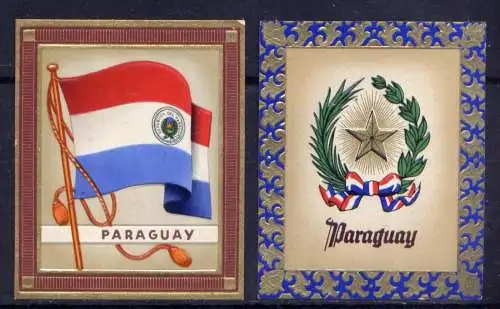(164) Olympia 1936 Sammelbild Nr.121 und 122 / Paraguay Fahne und Wappen der Teilnehmerländer / Aurelia - Ernst Karl Müller, Dresden
