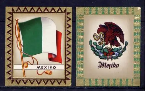 (167) Olympia 1936 Sammelbild Nr.61 und 62 / Mexiko Fahne und Wappen der Teilnehmerländer / Aurelia - Ernst Karl Müller, Dresden