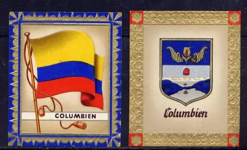 (168) Olympia 1936 Sammelbild Nr.21 und 22 / Kolumbien Fahne und Wappen der Teilnehmerländer / Aurelia - Ernst Karl Müller, Dresden