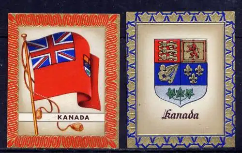 (169) Olympia 1936 Sammelbild Nr.53 und 54 / Kanada Fahne und Wappen der Teilnehmerländer / Aurelia - Ernst Karl Müller, Dresden
