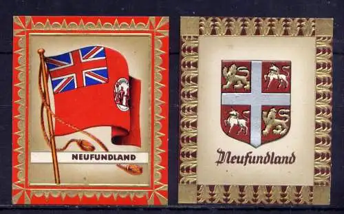 (170) Olympia 1936 Sammelbild Nr.139 und 140 / Neufundland Fahne und Wappen der Teilnehmerländer / Aurelia - Ernst Karl Müller, Dresden