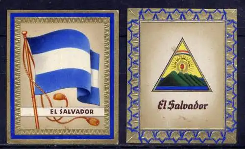 (173) Olympia 1936 Sammelbild Nr.131 und 132 / El Salvador Fahne und Wappen der Teilnehmerländer / Aurelia - Ernst Karl Müller, Dresden