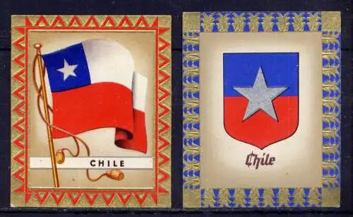 (176) Olympia 1936 Sammelbild Nr.17 und 18 / Chile Fahne und Wappen der Teilnehmerländer / Aurelia - Ernst Karl Müller, Dresden