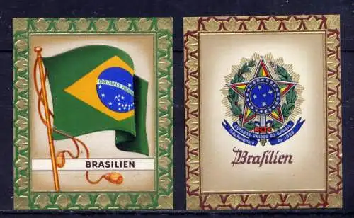 (177) Olympia 1936 Sammelbild Nr.13 und 14 / Brasilien Fahne und Wappen der Teilnehmerländer / Aurelia - Ernst Karl Müller, Dresden
