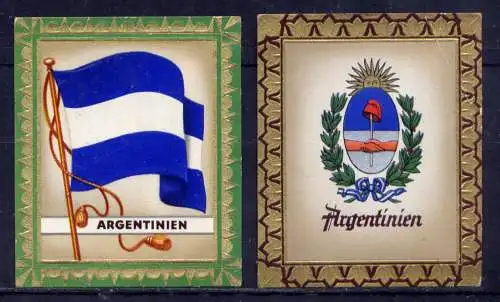(178) Olympia 1936 Sammelbild Nr.7 und 8 / Argentinien Fahne und Wappen der Teilnehmerländer / Aurelia - Ernst Karl Müller, Dresden