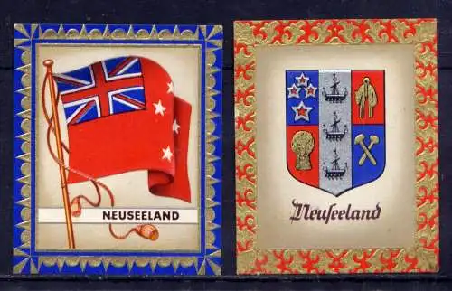 (180) Olympia 1936 Sammelbild Nr.65 und 66 / Neuseeland Fahne und Wappen der Teilnehmerländer / Aurelia - Ernst Karl Müller, Dresden