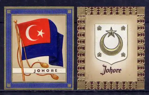 (183) Olympia 1936 Sammelbild Nr.183 und 184 / Jahore Fahne und Wappen der Teilnehmerländer / Aurelia - Ernst Karl Müller, Dresden