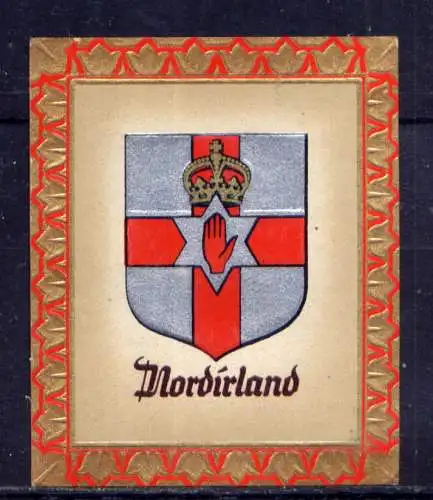 (185) Olympia 1936 Sammelbild Nr.120 / Nordirland Fahne und Wappen der Teilnehmerländer / Aurelia - Ernst Karl Müller, Dresden