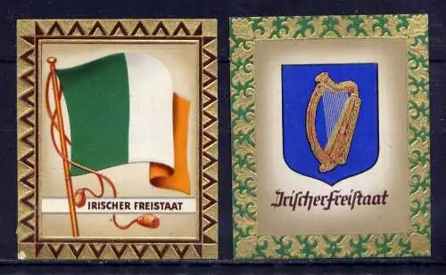 (186) Olympia 1936 Sammelbild Nr.43 und 44 / Irischer Freistaat Fahne und Wappen der Teilnehmerländer / Aurelia - Ernst Karl Müller, Dresden