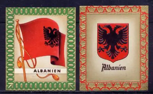 (187) Olympia 1936 Sammelbild Nr.109 und 110 / Albanien Fahne und Wappen der Teilnehmerländer / Aurelia - Ernst Karl Müller, Dresden