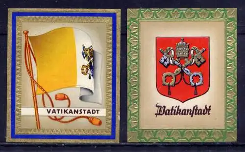 (188) Olympia 1936 Sammelbild Nr.114 und 115 / Vatikanstadt Fahne und Wappen der Teilnehmerländer / Aurelia - Ernst Karl Müller, Dresden