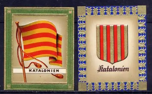 (189) Olympia 1936 Sammelbild Nr.118 und 119 / Katalonien Fahne und Wappen der Teilnehmerländer / Aurelia - Ernst Karl Müller, Dresden