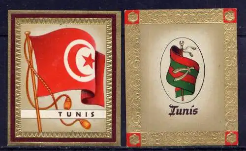 (190) Olympia 1936 Sammelbild Nr.145 und 146 /Tunesien Fahne und Wappen der Teilnehmerländer / Aurelia - Ernst Karl Müller, Dresden