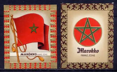 (191) Olympia 1936 Sammelbild Nr.141 und 142 / Marokko Fahne und Wappen der Teilnehmerländer / Aurelia - Ernst Karl Müller, Dresden