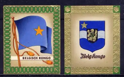 (194) Olympia 1936 Sammelbild Nr.149 und 150 / Belgisch Kongo Fahne und Wappen der Teilnehmerländer / Aurelia - Ernst Karl Müller, Dresden