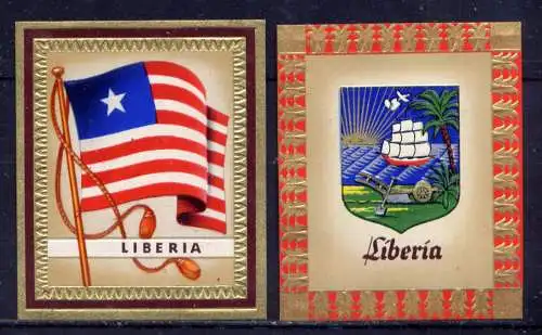 (195) Olympia 1936 Sammelbild Nr.147 und 148 / Liberia Fahne und Wappen der Teilnehmerländer / Aurelia - Ernst Karl Müller, Dresden