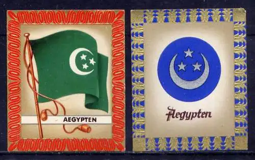 (196) Olympia 1936 Sammelbild Nr.3 und 4 / Ägypten Fahne und Wappen der Teilnehmerländer / Aurelia - Ernst Karl Müller, Dresden