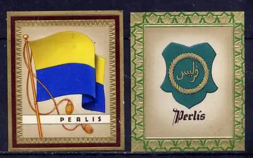 (197) Olympia 1936 Sammelbild Nr.189 und 190 / Perlis Fahne und Wappen der Teilnehmerländer / Aurelia - Ernst Karl Müller, Dresden