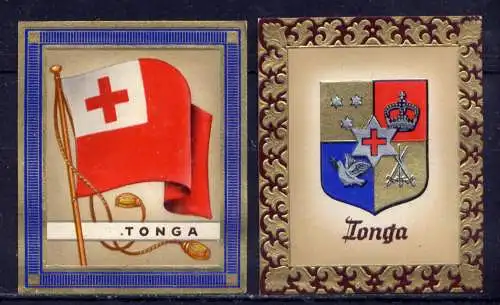 (198) Olympia 1936 Sammelbild Nr.199 und 200 / Tonga Fahne und Wappen der Teilnehmerländer / Aurelia - Ernst Karl Müller, Dresden