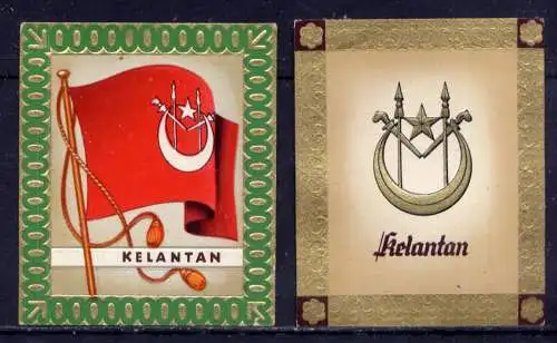 (200) Olympia 1936 Sammelbild Nr.187 und 188 / Kelantan Fahne und Wappen der Teilnehmerländer / Aurelia - Ernst Karl Müller, Dresden