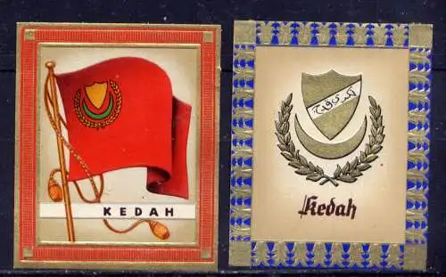 (201) Olympia 1936 Sammelbild Nr.185 und 186 / Kedah Fahne und Wappen der Teilnehmerländer / Aurelia - Ernst Karl Müller, Dresden