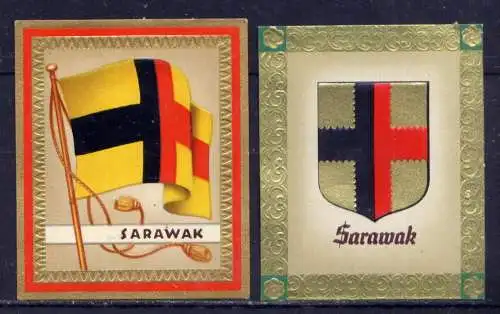 (203) Olympia 1936 Sammelbild Nr.195 und 196 / Sarawak Fahne und Wappen der Teilnehmerländer / Aurelia - Ernst Karl Müller, Dresden