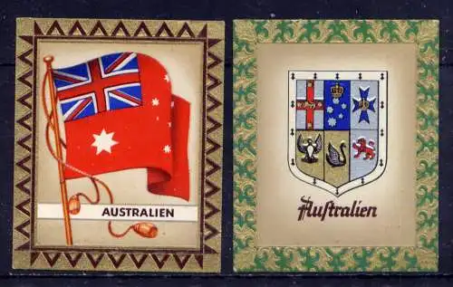 (207) Olympia 1936 Sammelbild Nr.9 und 10 / Australien Fahne und Wappen der Teilnehmerländer / Aurelia - Ernst Karl Müller, Dresden