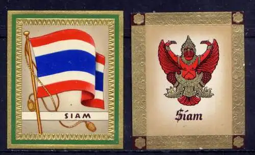 (208) Olympia 1936 Sammelbild Nr.171 und 172 / Siam Fahne und Wappen der Teilnehmerländer / Aurelia - Ernst Karl Müller, Dresden