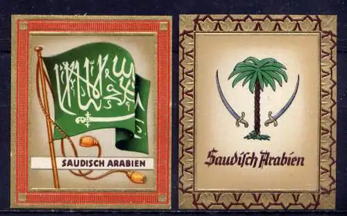 (209) Olympia 1936 Sammelbild Nr.151 und 152 / Saudisch Arabien Fahne und Wappen der Teilnehmerländer / Aurelia - Ernst Karl Müller, Dresden