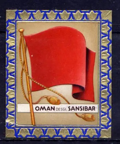 (211) Olympia 1936 Sammelbild Nr.154 / Oman / Sansibar Fahne und Wappen der Teilnehmerländer / Aurelia - Ernst Karl Müller, Dresden