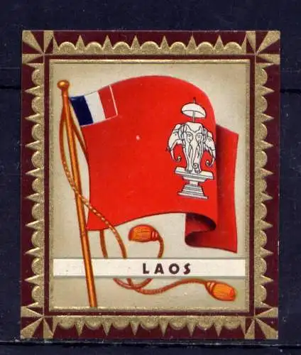 (212) Olympia 1936 Sammelbild Nr.173 / Laos Fahne und Wappen der Teilnehmerländer / Aurelia - Ernst Karl Müller, Dresden