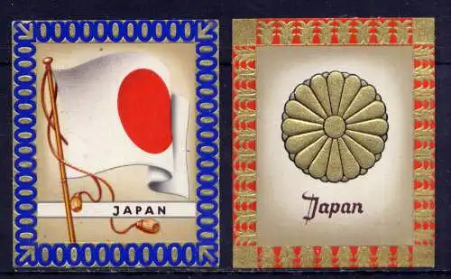 (219) Olympia 1936 Sammelbild Nr.49 und 50 / Japan Fahne und Wappen der Teilnehmerländer / Aurelia - Ernst Karl Müller, Dresden
