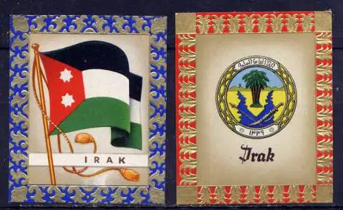 (220) Olympia 1936 Sammelbild Nr.163 und 164 / Irak Fahne und Wappen der Teilnehmerländer / Aurelia - Ernst Karl Müller, Dresden