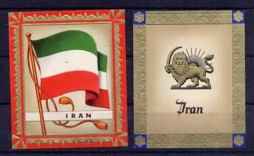(221) Olympia 1936 Sammelbild Nr.165 und 166 / Iran Fahne und Wappen der Teilnehmerländer / Aurelia - Ernst Karl Müller, Dresden