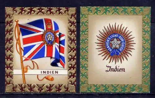 (222) Olympia 1936 Sammelbild Nr.41 und 42 / Indien Fahne und Wappen der Teilnehmerländer / Aurelia - Ernst Karl Müller, Dresden