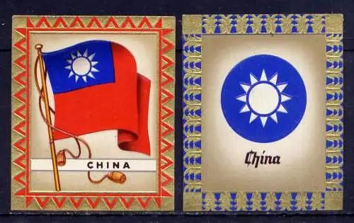 (224) Olympia 1936 Sammelbild Nr.19 und 20 /China Fahne und Wappen der Teilnehmerländer / Aurelia - Ernst Karl Müller, Dresden