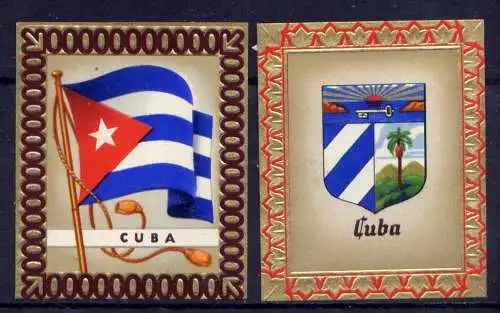 (232) Olympia 1936 Sammelbild Nr.135 und 136 / Cuba Fahne und Wappen der Teilnehmerländer / Aurelia - Ernst Karl Müller, Dresden