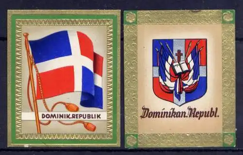 (233) Olympia 1936 Sammelbild Nr.137 und 138 / Dominnikanische Republik Fahne und Wappen der Teilnehmerländer / Aurelia - Ernst Karl Müller, Dresden