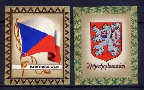 (234) Olympia 1936 Sammelbild Nr.91 und 92 / Tschechoslowakei Fahne und Wappen der Teilnehmerländer / Aurelia - Ernst Karl Müller, Dresden